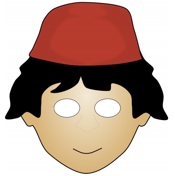 çocuklar için hazır kağıttan alaaddin maskesi şablonu