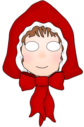 çocuklar için hazır kağıttan kırmızı başlıklı kız maskesi şablonu