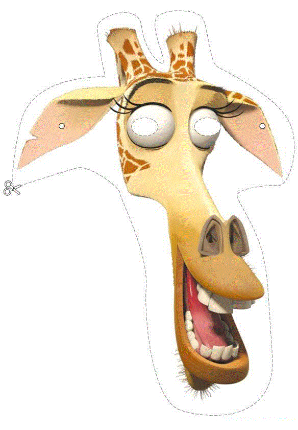 çocuklar için hazır kağıttan Zürafa maskesi şablonu
