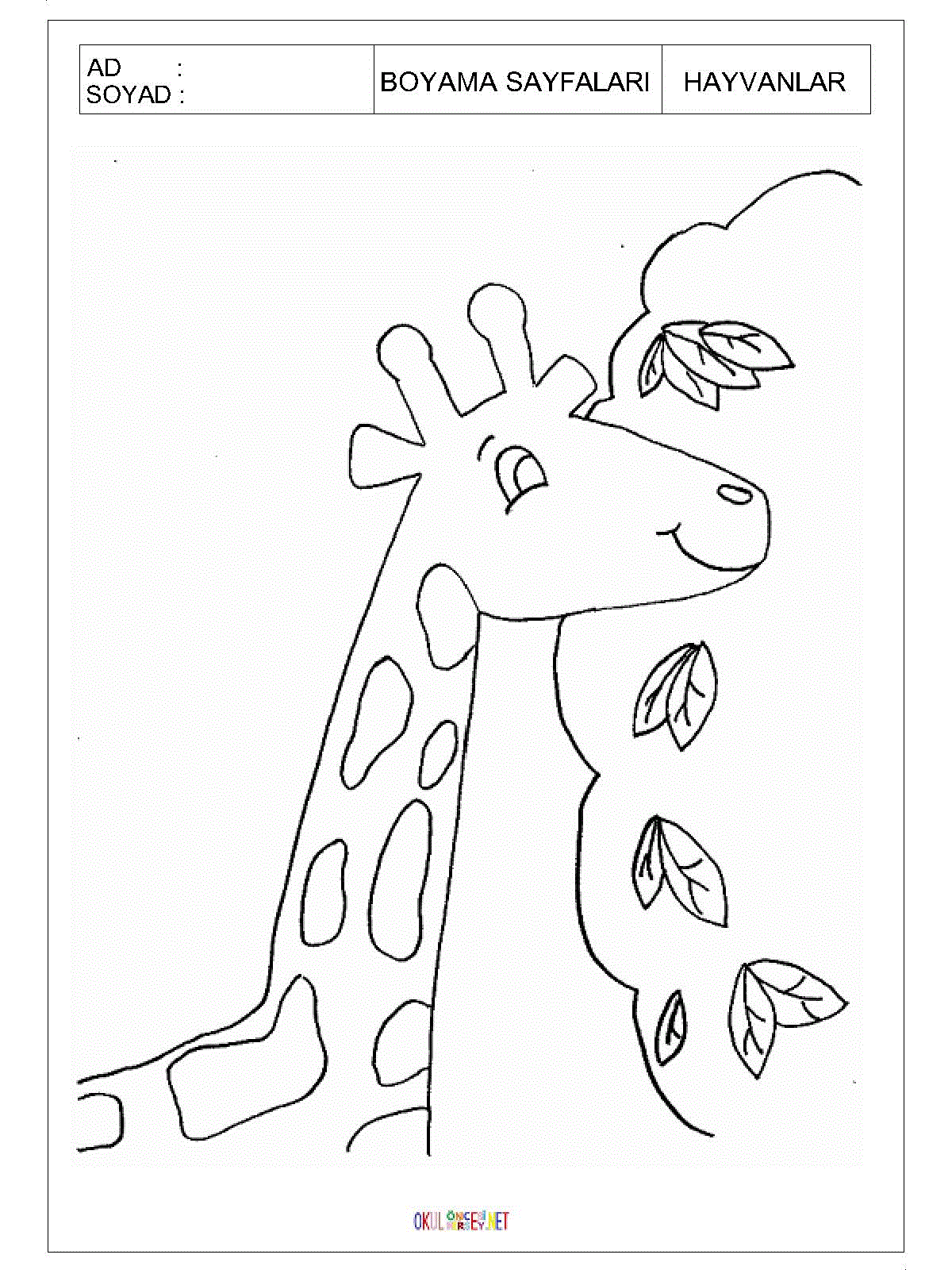 zürafa boyama sayfası 2