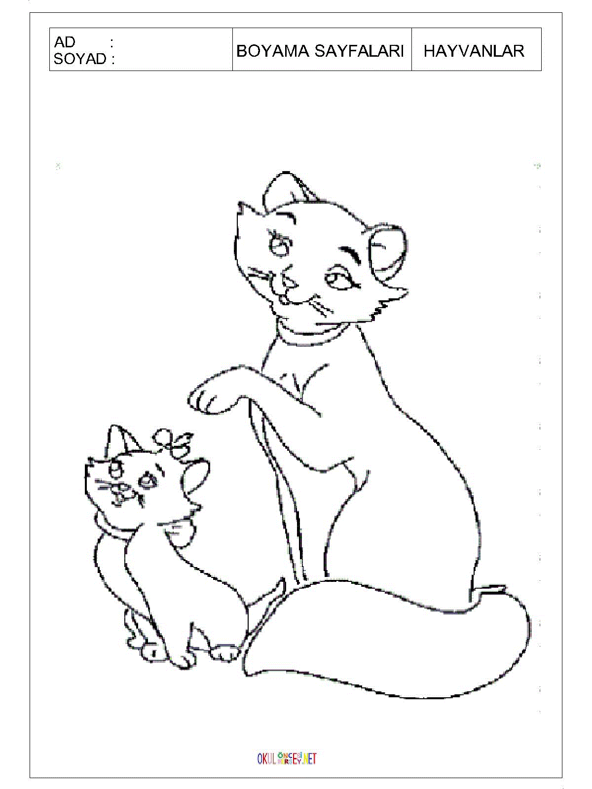 kedi boyama sayfası 5