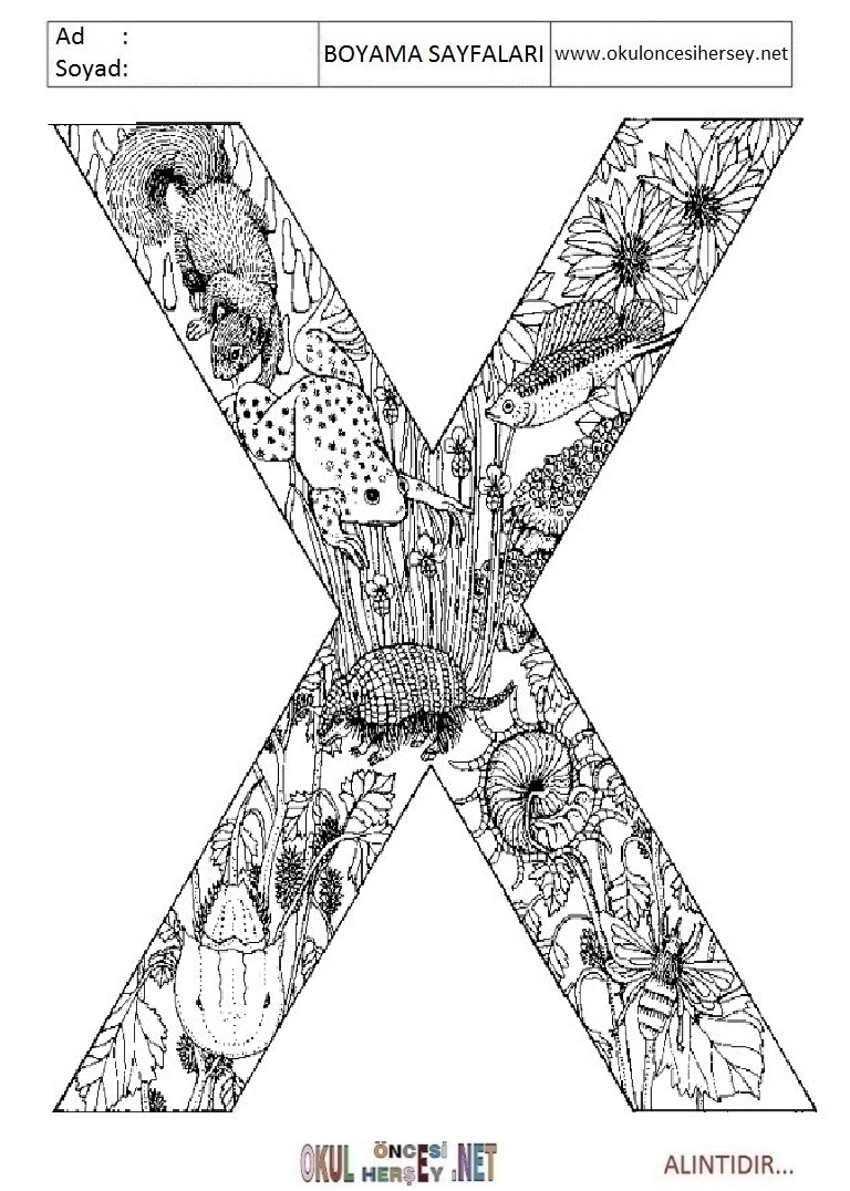 Harfler Boyama Sayfaları