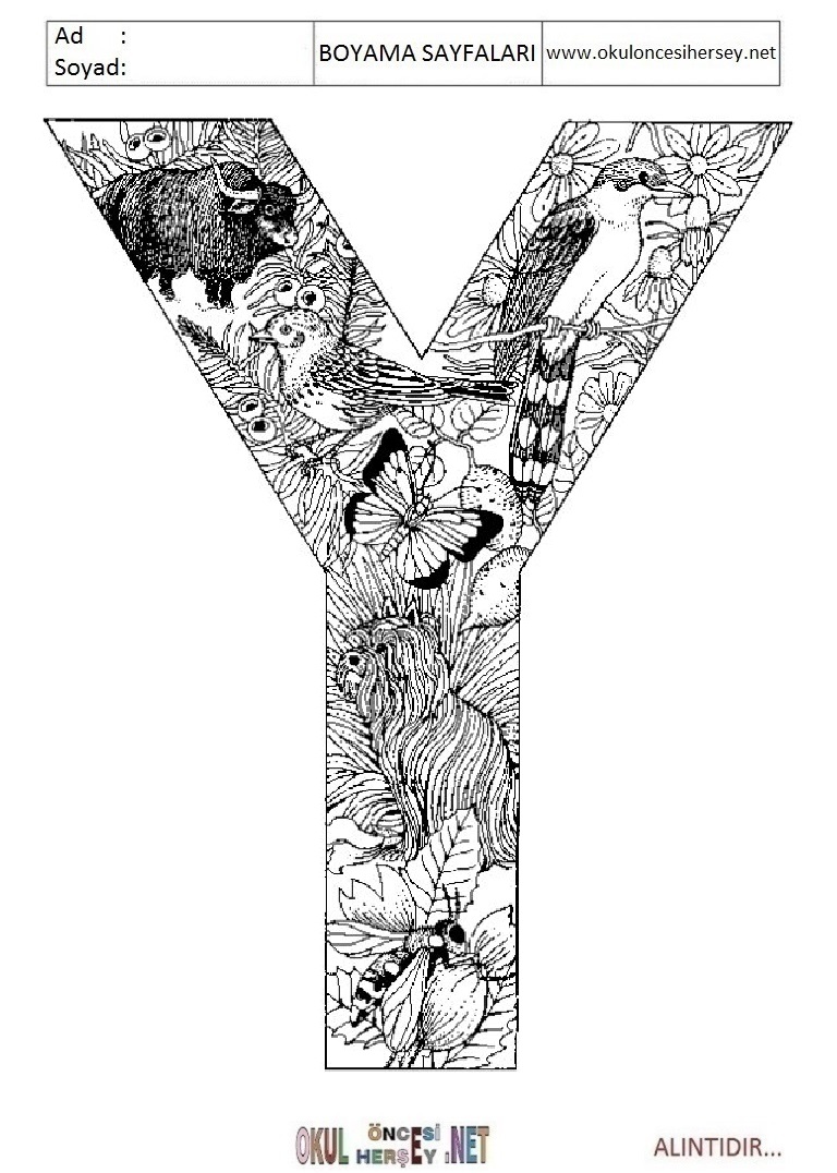 Harfler Boyama Sayfaları