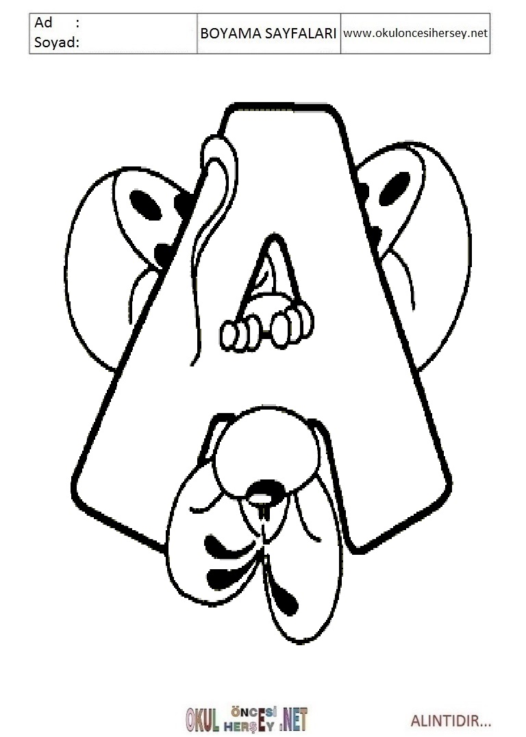Harfler Boyama Sayfaları
