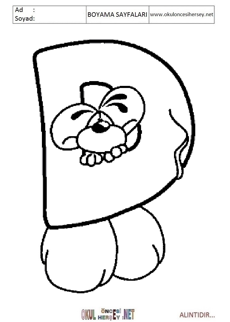 Harfler Boyama Sayfaları