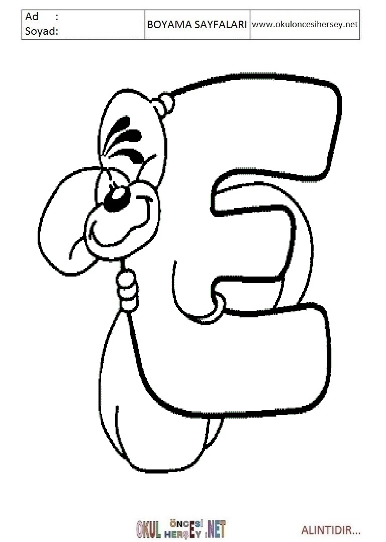 Harfler Boyama Sayfaları
