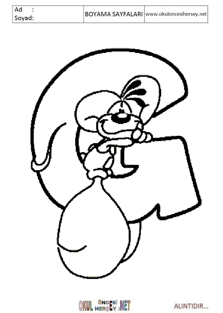 Harfler Boyama Sayfaları