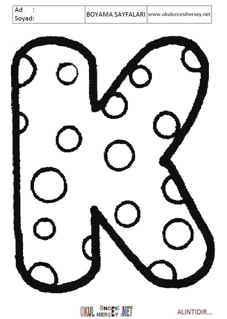 Harfler Boyama Sayfaları