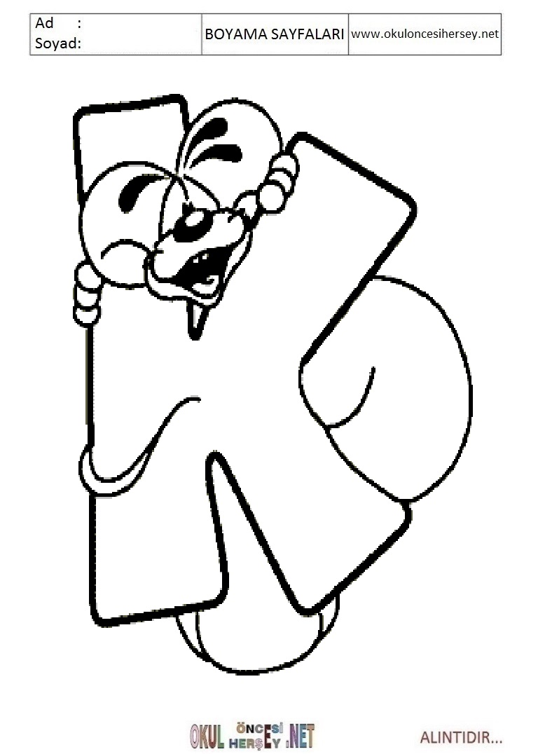 Harfler Boyama Sayfaları