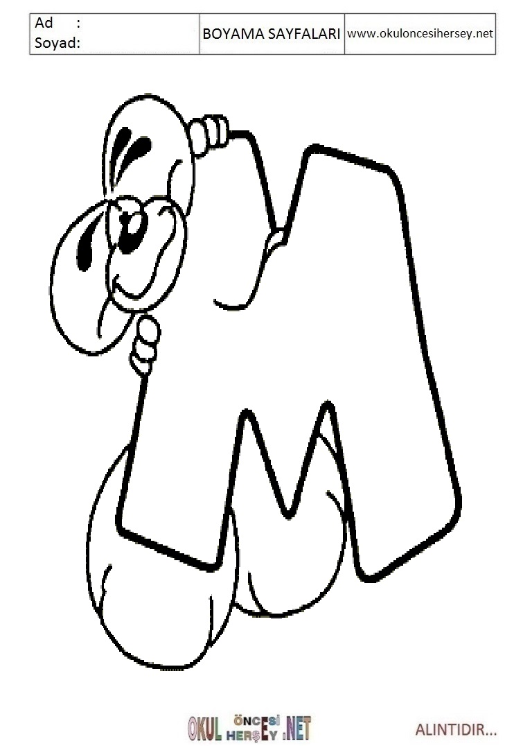 Harfler Boyama Sayfaları