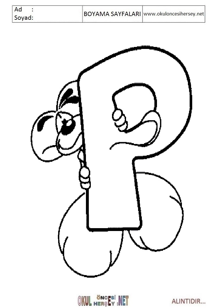 Harfler Boyama Sayfaları