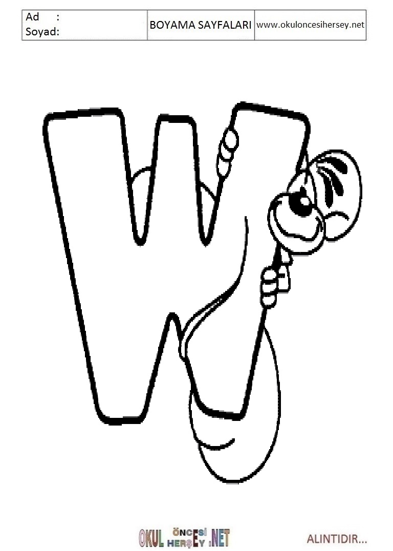 Harfler Boyama Sayfaları