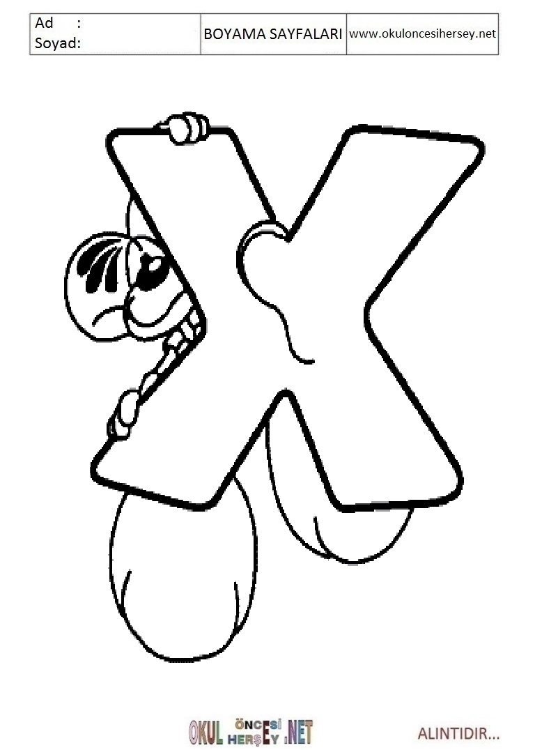 Harfler Boyama Sayfaları