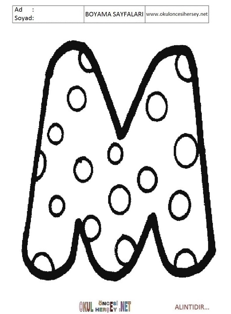Harfler Boyama Sayfaları