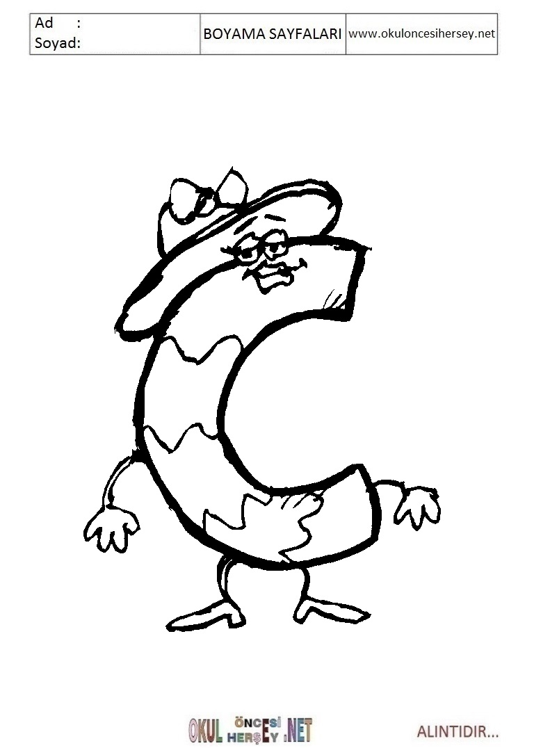 Harfler Boyama Sayfaları