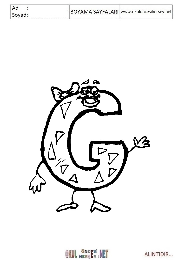 Harfler Boyama Sayfaları