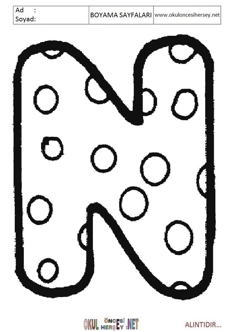 Harfler Boyama Sayfaları