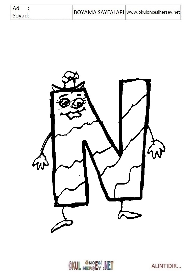 Harfler Boyama Sayfaları