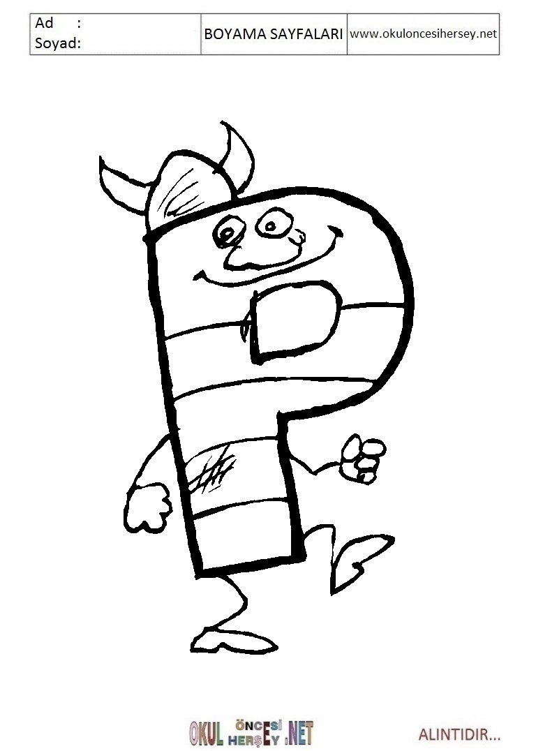 Harfler Boyama Sayfaları