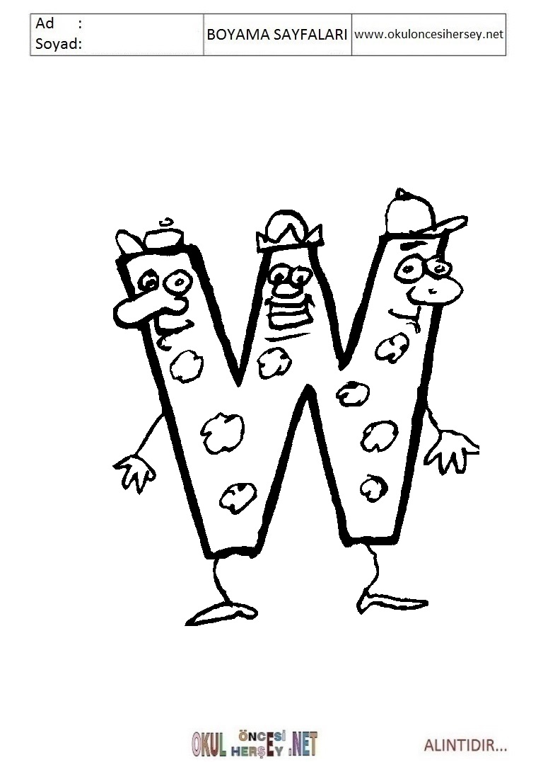 Harfler Boyama Sayfaları