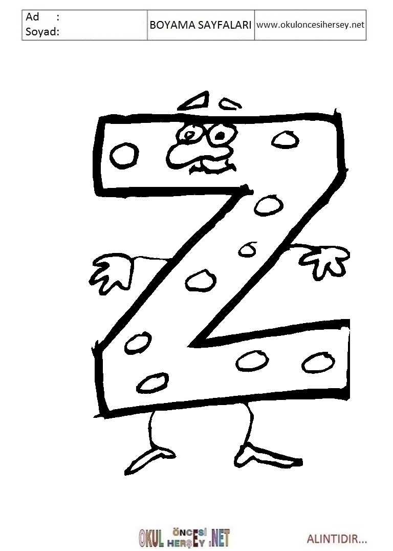 Harfler Boyama Sayfaları