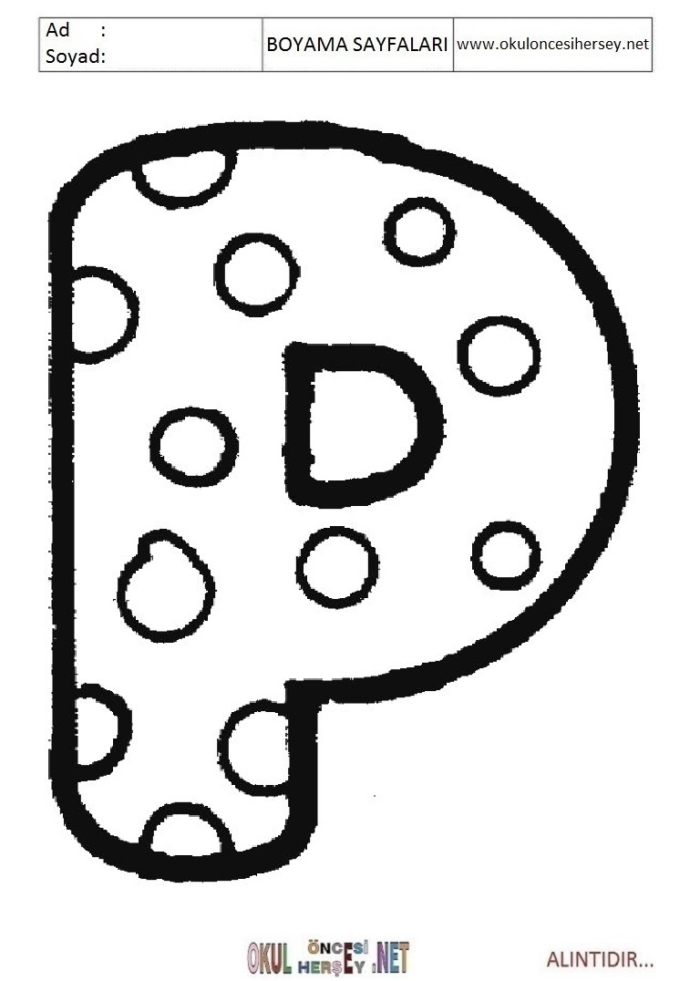Harfler Boyama Sayfaları
