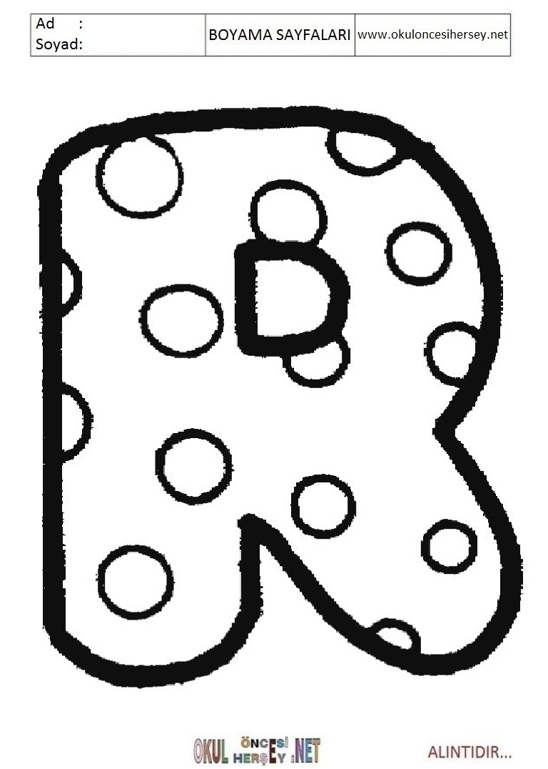 Harfler Boyama Sayfaları