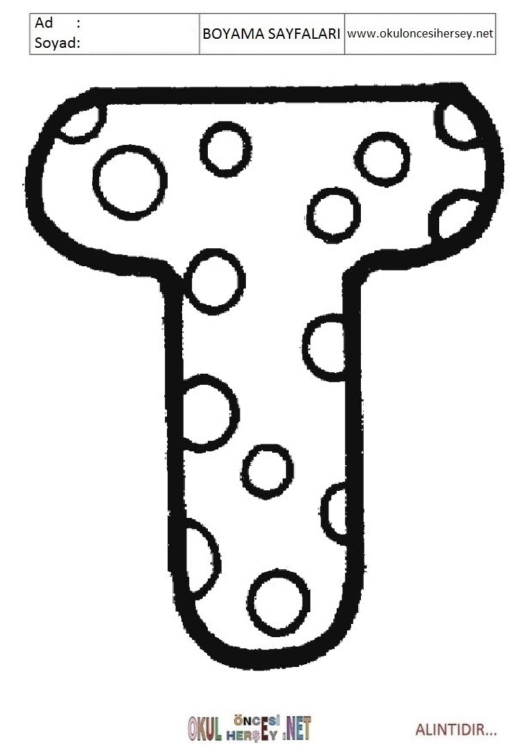 Harfler Boyama Sayfaları