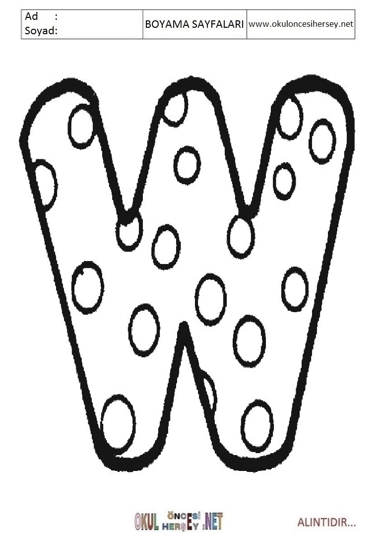 Harfler Boyama Sayfaları