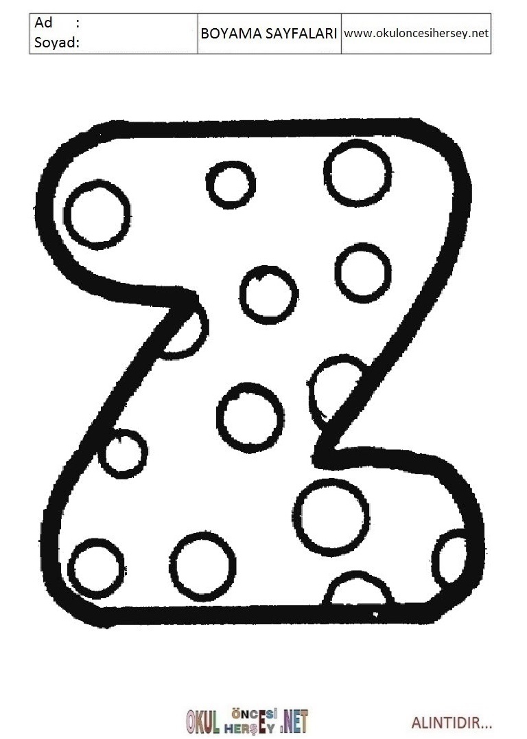 Harfler Boyama Sayfaları