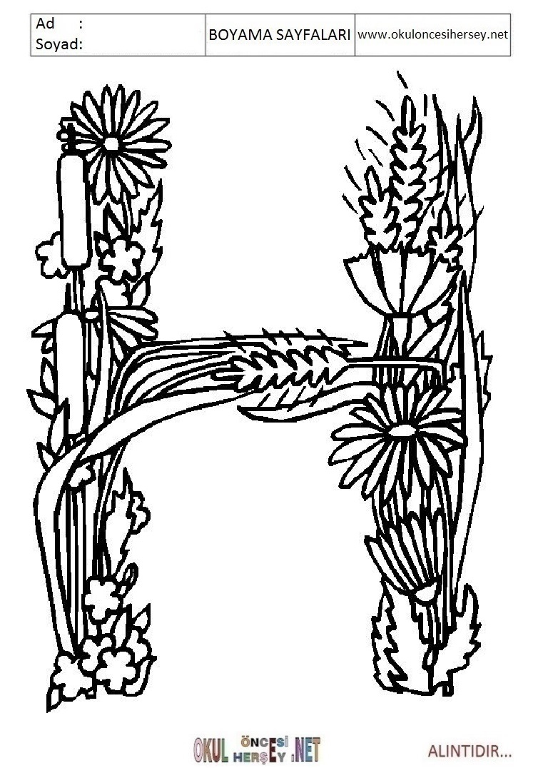 Harfler Boyama Sayfaları