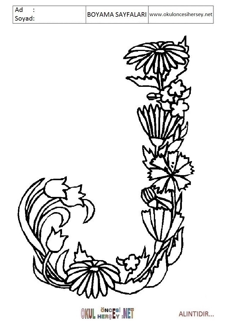 Harfler Boyama Sayfaları