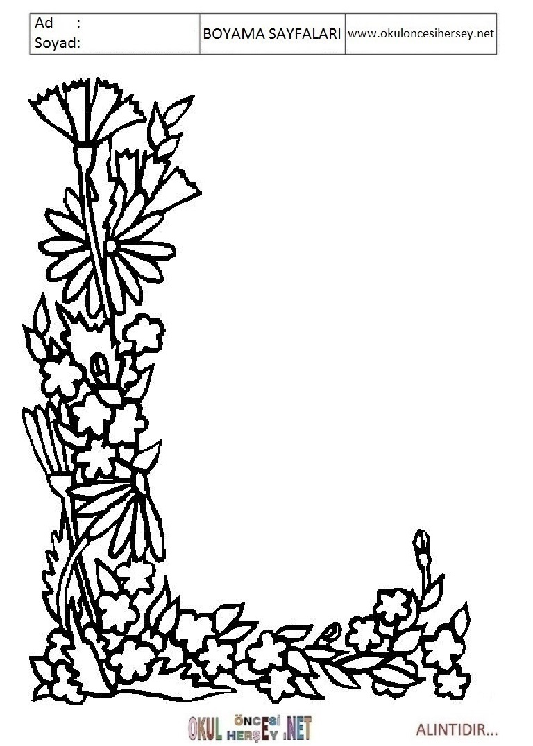 Harfler Boyama Sayfaları