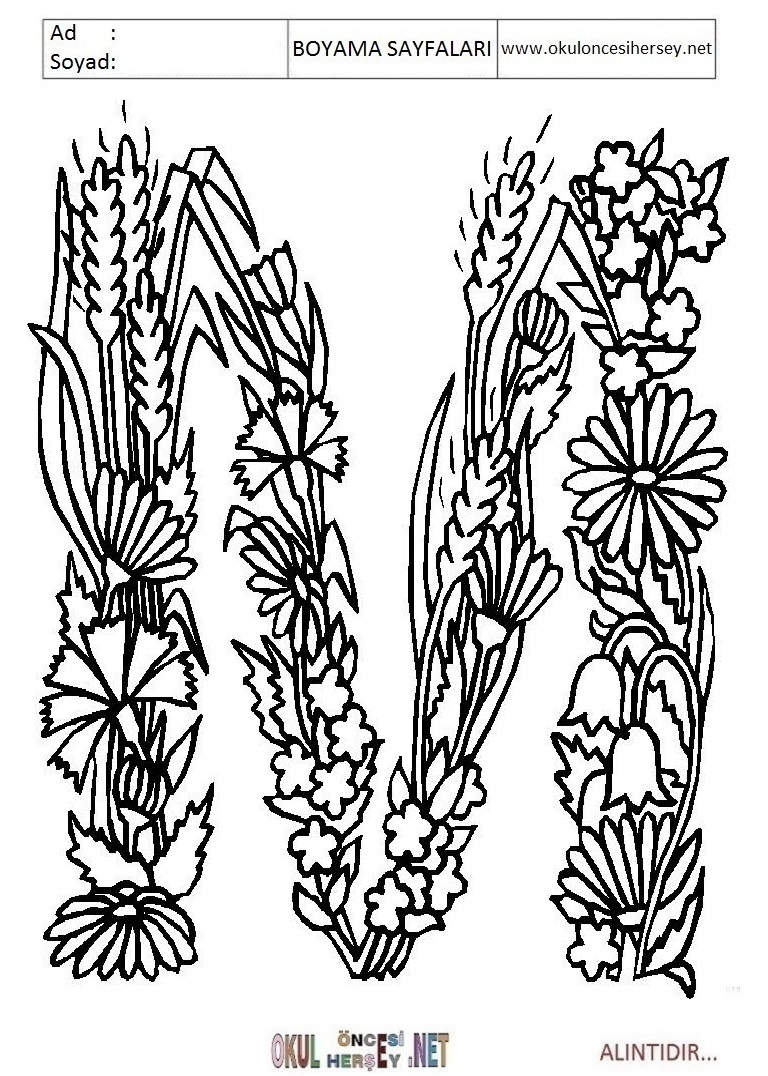 Harfler Boyama Sayfaları