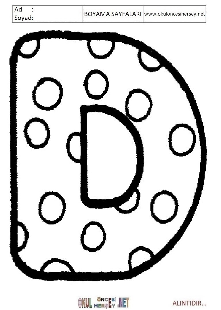 Harfler Boyama Sayfaları