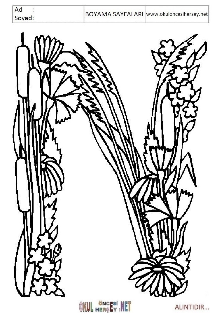 Harfler Boyama Sayfaları