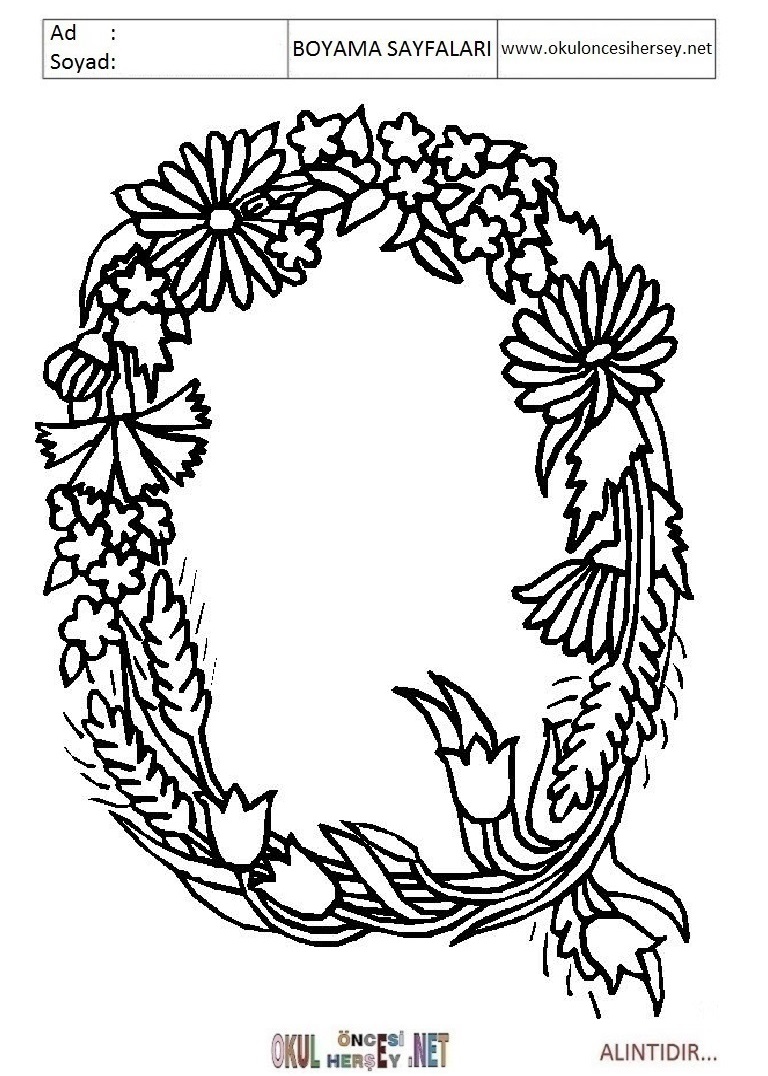 Harfler Boyama Sayfaları