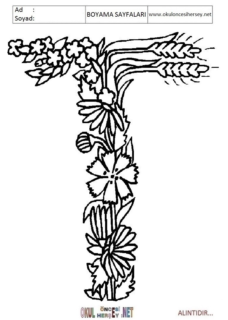 Harfler Boyama Sayfaları