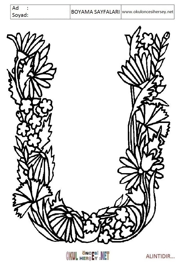 Harfler Boyama Sayfaları