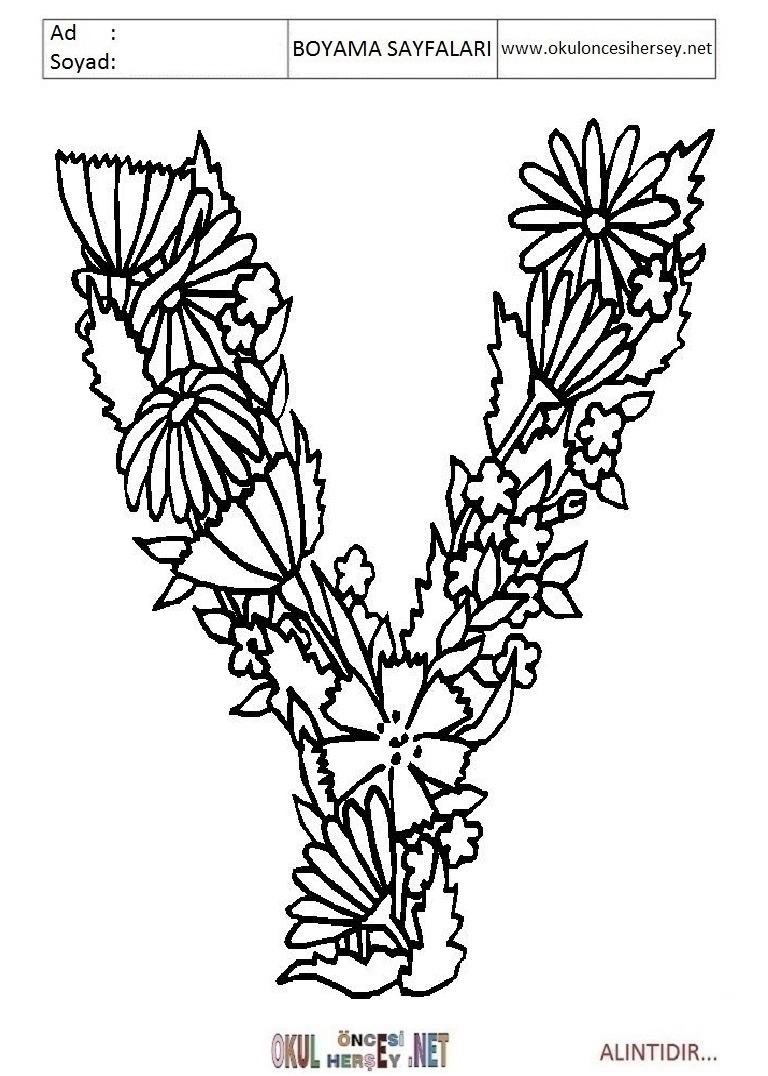 Harfler Boyama Sayfaları