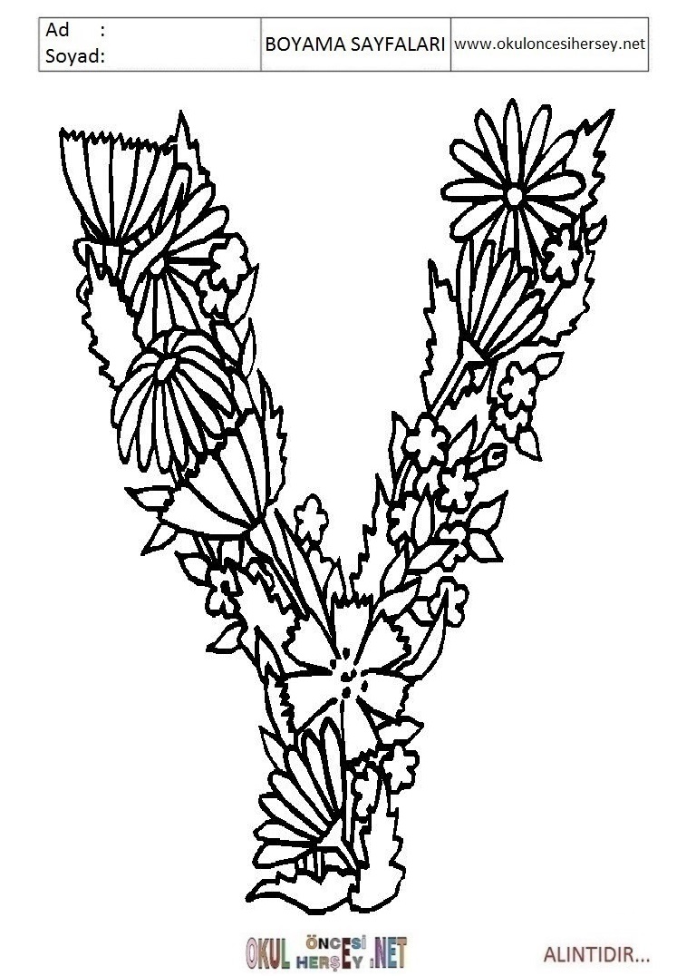 Harfler Boyama Sayfaları