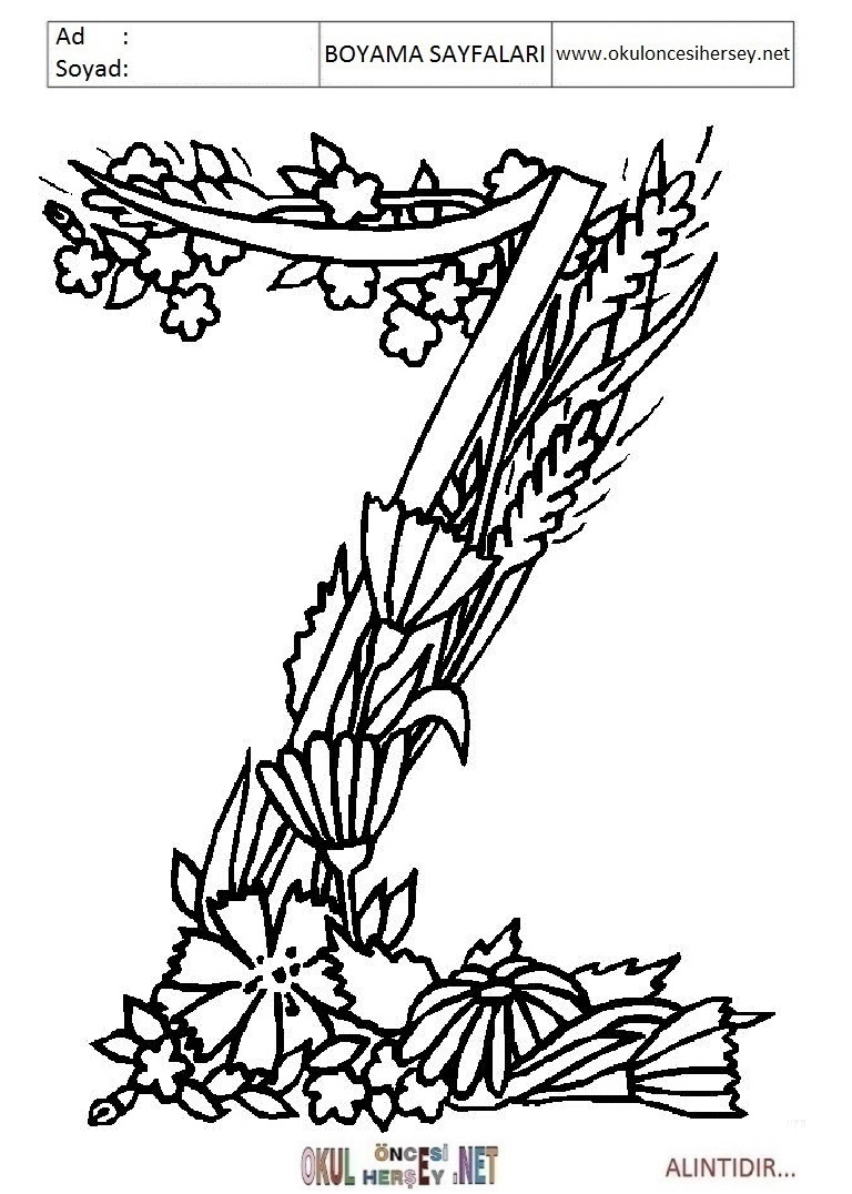 Harfler Boyama Sayfaları