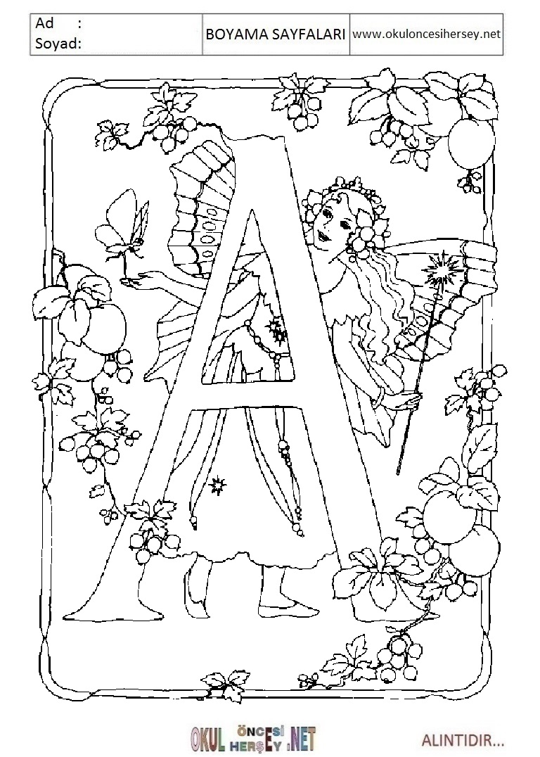 Harfler Boyama Sayfaları