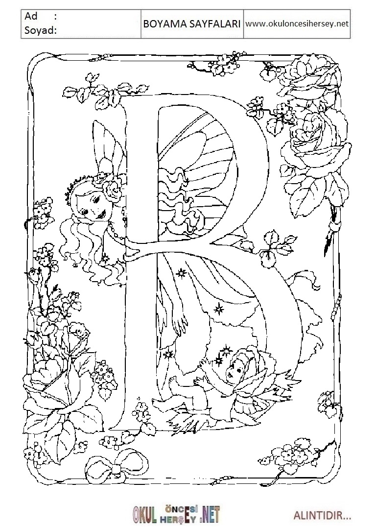 Harfler Boyama Sayfaları