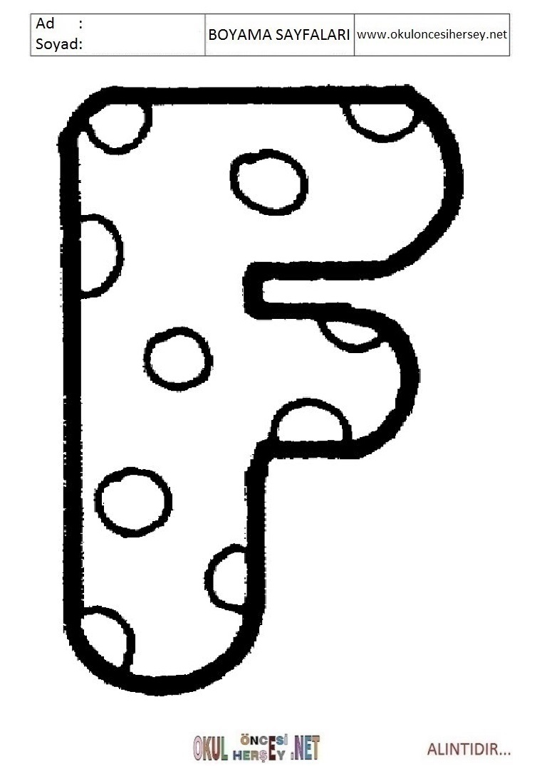 Harfler Boyama Sayfaları