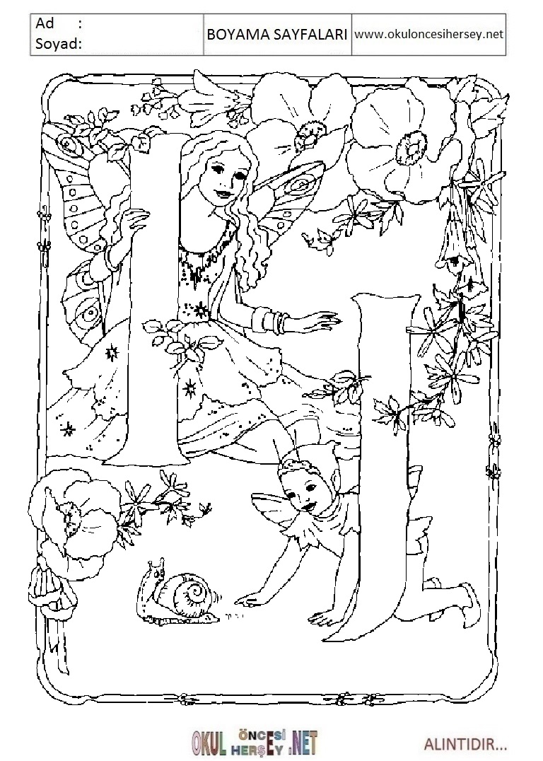 Harfler Boyama Sayfaları