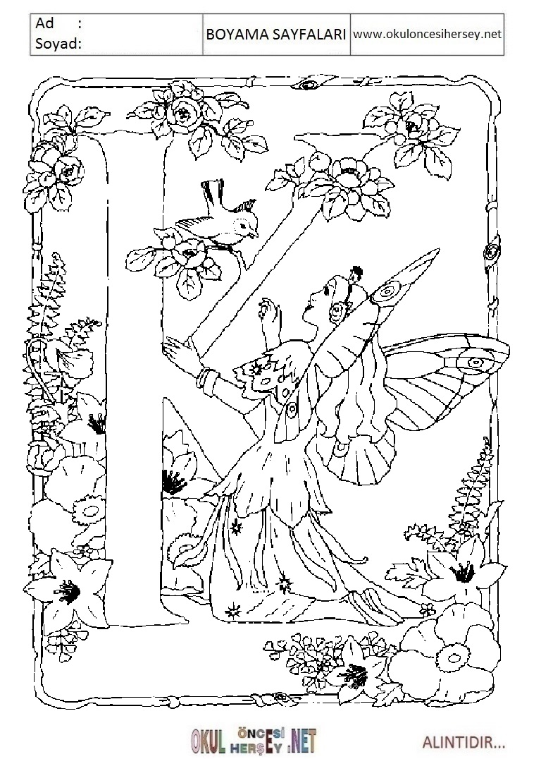 Harfler Boyama Sayfaları