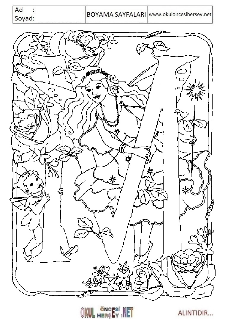 Harfler Boyama Sayfaları