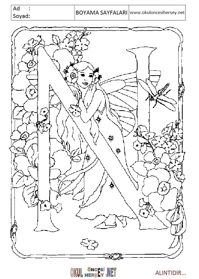 Harfler Boyama Sayfaları