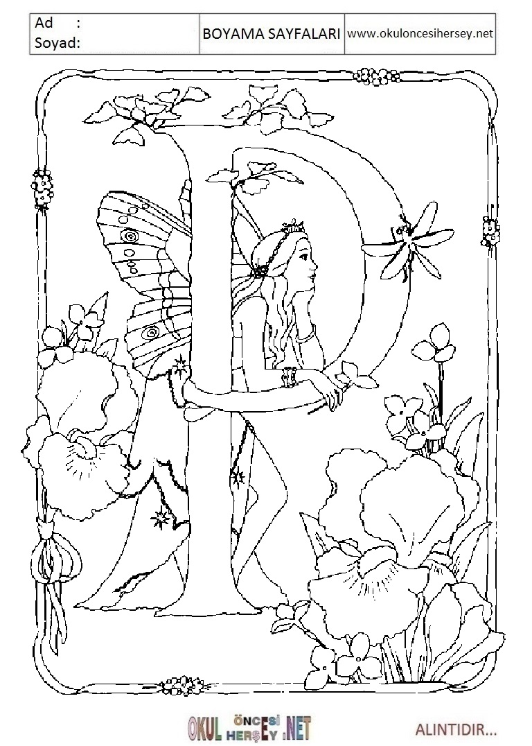 Harfler Boyama Sayfaları